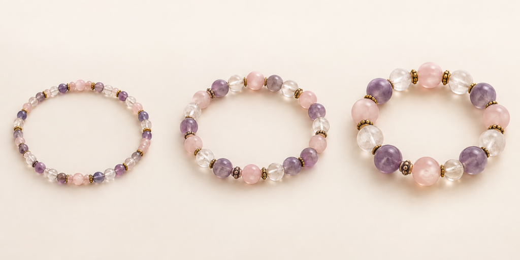 Bracelet appearance comparison using smaller, medium and larger beads